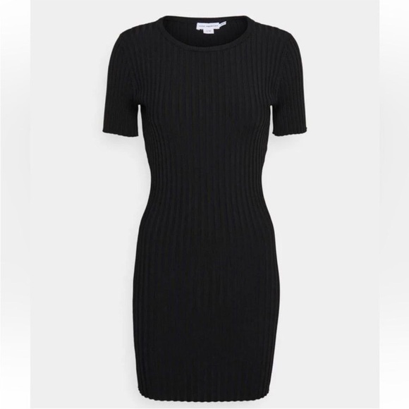 Good American Ribbed Cutout Bodycon Mini Dress In Black - Picture 1 of 9